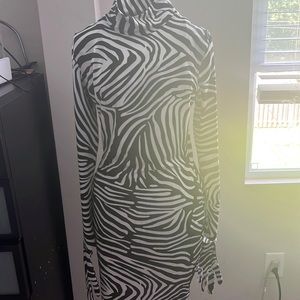 Zebra print dress skirt w/ hand gloves, minor tears in gloves